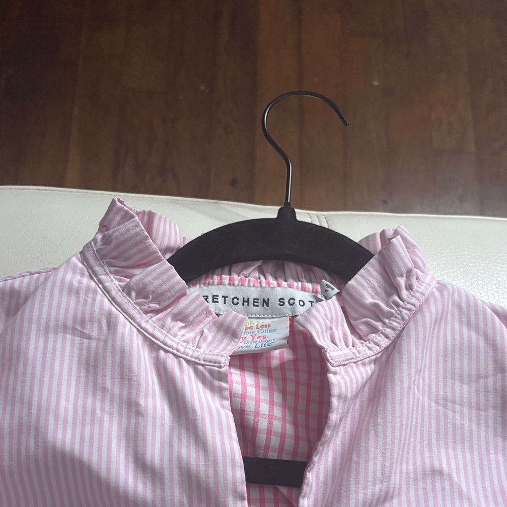 Gretchen Scott Light Pink Striped Ruffle Tiered Dress